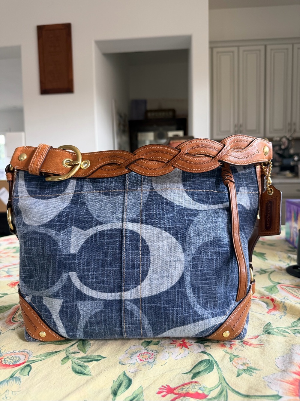 Coach Y2K 12190 Blue Denim Soho Buckle Signature Hobo Purse Bag Leather Vintage